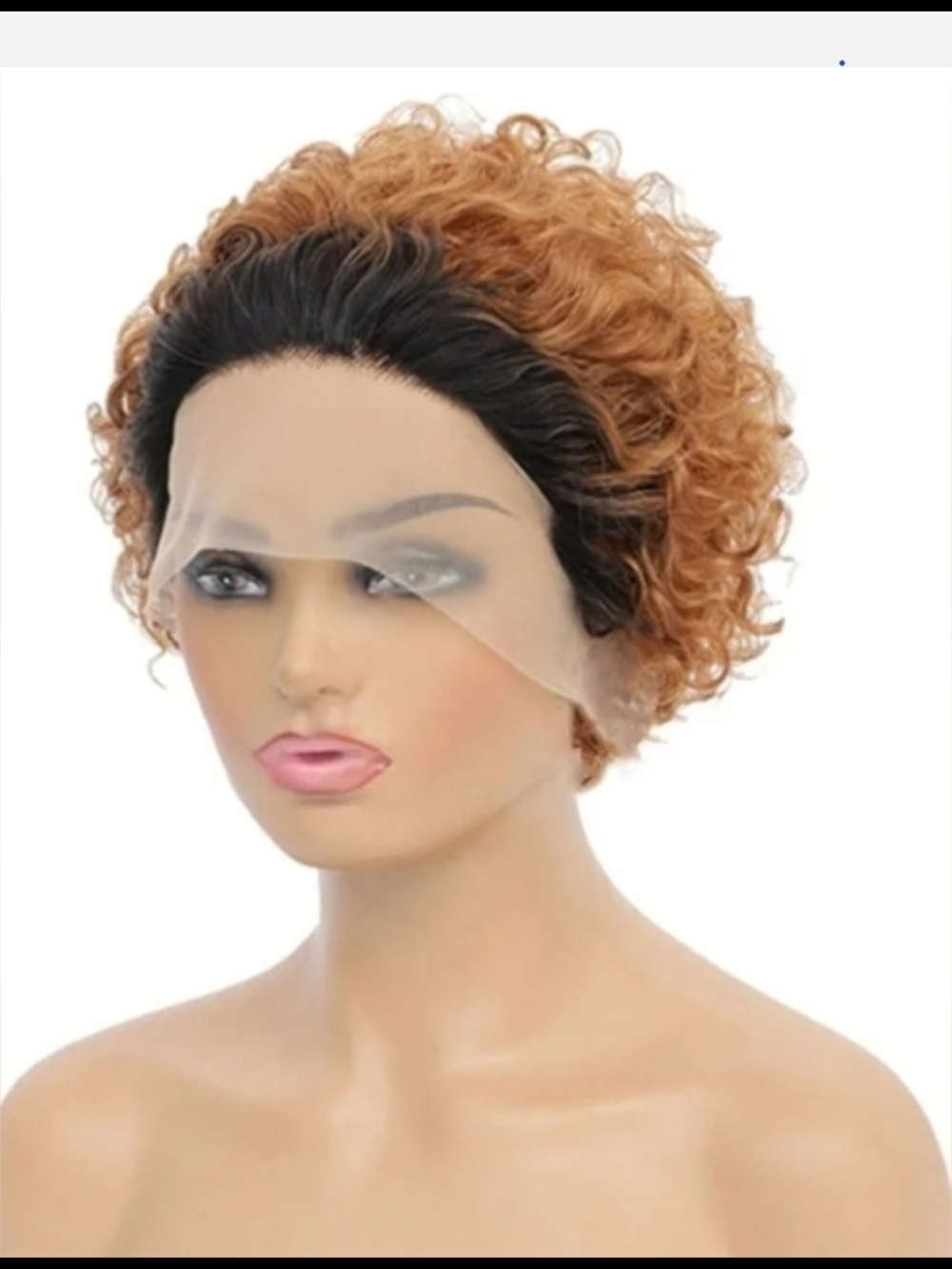 6 inch Short Curly Wigs Human Hair 13x1 Lace Front Pixie Cut Short Curly.(1b/30)